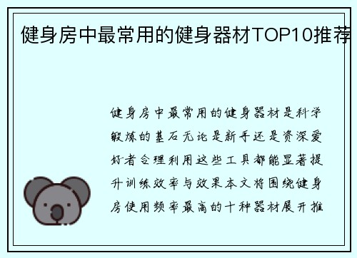 健身房中最常用的健身器材TOP10推荐